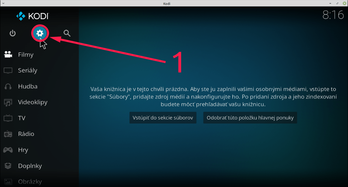 V ľavom hornom rohu kliknite – ⚙️